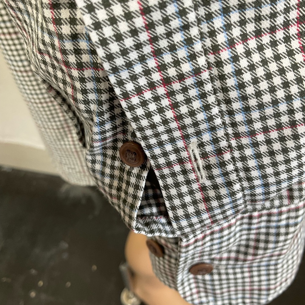 Faconnable Black White Check Pattern Classic Long… - image 5